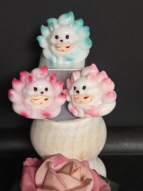 Beautiful- 9-Tail Fox Acrylic Figurines - Hot Pink, Pink & Teal Accents